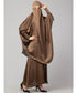 Beige Premium Shine Nida Two pc Khimer & Skirt Ready to wear Instant Hijab cum Naqab Set