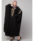 Black Matt Nida Neck and Sleeve Embroidery with Cuff free Size Kaftan