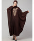 Brown Matt Nida Neck and Sleeve Embroidery with Cuff free Size Kaftan