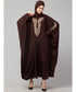 Brown Matt Nida Neck and Sleeve Embroidery with Cuff free Size Kaftan