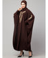 Brown Matt Nida Neck and Sleeve Embroidery with Cuff free Size Kaftan