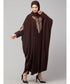 Brown Matt Nida Neck and Sleeve Embroidery with Cuff free Size Kaftan