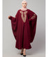 Maroon Matt Nida Neck and Sleeve Embroidery with Cuff free Size Kaftan