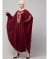 Maroon Matt Nida Neck and Sleeve Embroidery with Cuff free Size Kaftan