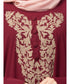 Maroon Matt Nida Neck and Sleeve Embroidery with Cuff free Size Kaftan