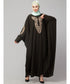 Olive Green Matt Nida Neck and Sleeve Embroidery with Cuff free Size Kaftan