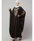 Olive Green Matt Nida Neck and Sleeve Embroidery with Cuff free Size Kaftan