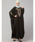 Olive Green Matt Nida Neck and Sleeve Embroidery with Cuff free Size Kaftan