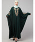 Battle Green Matt Nida Neck and Sleeve Embroidery with Cuff free Size Kaftan