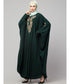 Battle Green Matt Nida Neck and Sleeve Embroidery with Cuff free Size Kaftan