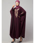Wine Matt Nida Neck and Sleeve Embroidery with Cuff free Size Kaftan