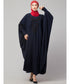 Navy Blue Matt Nida Neck and Sleeve Embroidery with Cuff free Size Kaftan