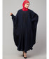 Navy Blue Matt Nida Neck and Sleeve Embroidery with Cuff free Size Kaftan