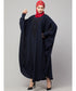 Navy Blue Matt Nida Neck and Sleeve Embroidery with Cuff free Size Kaftan