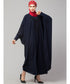 Navy Blue Matt Nida Neck and Sleeve Embroidery with Cuff free Size Kaftan