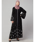 Black Matt Nida Front Open Front & Back sleeve Embroidered Abaya cum Kaftan