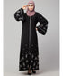 Black Matt Nida Front Open Front & Back sleeve Embroidered Abaya cum Kaftan