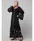 Black Matt Nida Front Open Front & Back sleeve Embroidered Abaya cum Kaftan