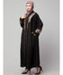 Black Premium Shine Nida front open Thread Embroidery at Front and Sleeve Dubai Nida Kaftan