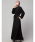 Black Matt Nida Front Open with Belt and Elastic at cuff Casual Abaya