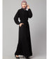 Black Matt Nida Front Open with Belt and Elastic at cuff Casual Abaya