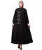 Black Matt Nida Front Open one side Thread embroidery Casual Abaya