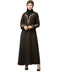 Olive Green Matt Nida Front and Sleeve Resham Embroidery Balloon Sleeve Abaya