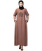 Skin Premium Shine Nida embroidery at front contrast piping Casual Abaya