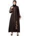 Brown Premium Shine Nida Front Open mbroidered Nida Abaya