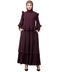 Wine Matt Nida Frill at waist shoulder double sleeve flare casual Abaya