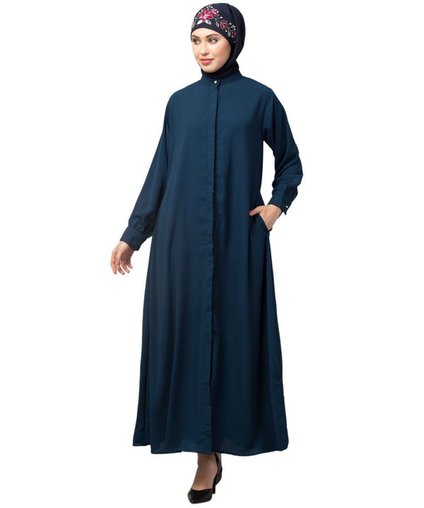 Rust Matt Nida Front open Hidden Placket Daily wear casual Abaya
