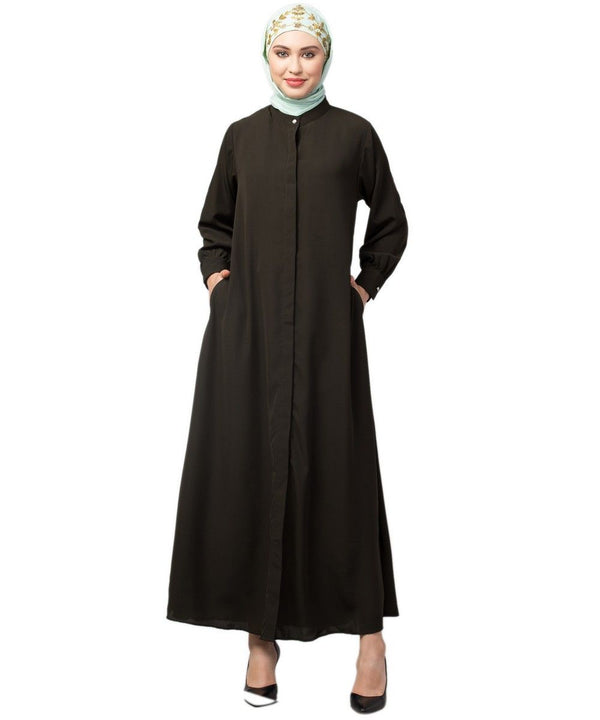 Navy Blue Matt Nida Front open Hidden Placket Daily wear casual Abaya