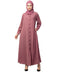 Mauve Pink Matt Nida Front open Band Colar & cuff Daily wear casual Abaya