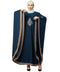 Teal/Khaki Matt Nida Contrast border front and sleeve embroidery Kaftan