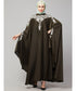 Olive Gree Matt Nida Front to back & at hand opening Resham Embroidery Irani Kaftan