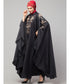 Dark Grey Premium Shine Nida front and sleeve resham embroidery Irani Kaftan