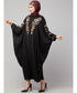 Black Matt Nida front and sleeve thread embroidery Kaftan
