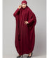 Maroon Matt Nida Head to toe long cuff ready to wear one pc hijab with Naqab