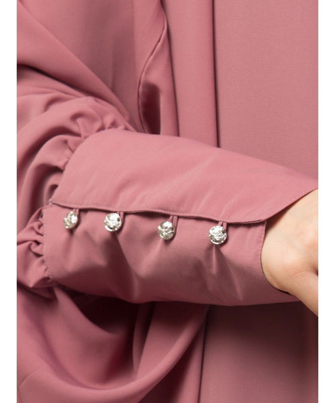 Mauve Pink Matt Nida Head to toe long cuff ready to wear one pc hijab with Naqab