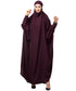 Wine Matt Nida Head to toe long cuff ready to wear one pc hijab with Naqab