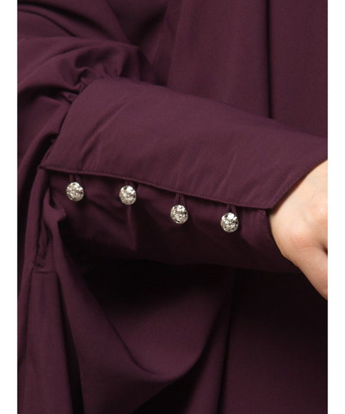 Wine Matt Nida Head to toe long cuff ready to wear one pc hijab with Naqab