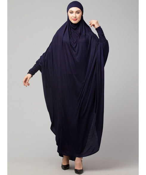 Nazneen Head to toe smocking at sleeve ready to wear one pc Jilbab with Naqab