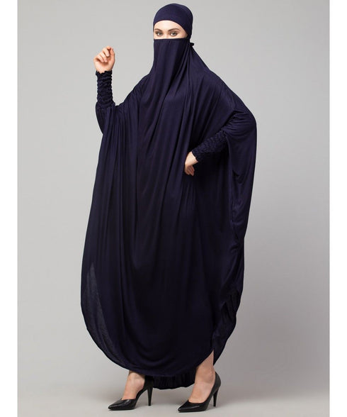 Nazneen Head to toe smocking at sleeve ready to wear one pc Jilbab with Naqab