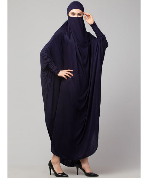 Nazneen Head to toe smocking at sleeve ready to wear one pc Jilbab with Naqab