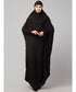 Black 100% Viscose Knits /Jersey Head to toe smocking at sleeve ready to wear one pc hijab with Naqab
