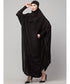 Black 100% Viscose Knits /Jersey Head to toe smocking at sleeve ready to wear one pc hijab with Naqab