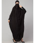 Black 100% Viscose Knits /Jersey Head to toe smocking at sleeve ready to wear one pc hijab with Naqab