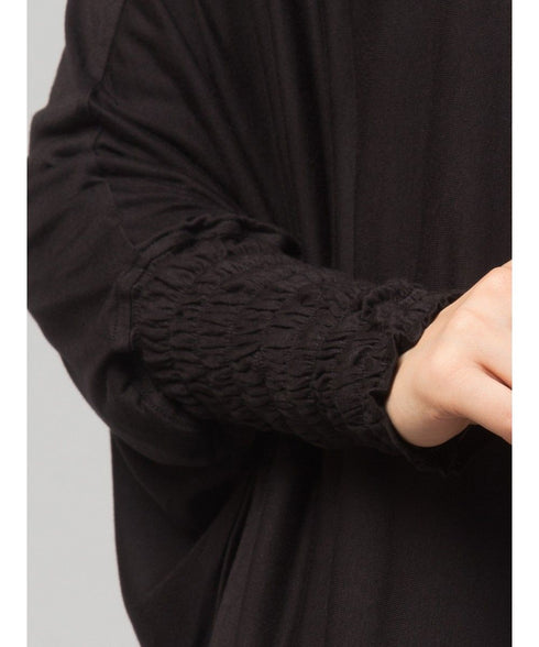 Black 100% Viscose Knits /Jersey Head to toe smocking at sleeve ready to wear one pc hijab with Naqab