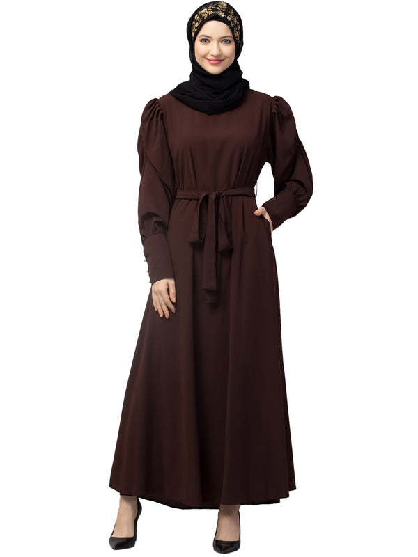 Long Cuff Gathered Puffed Sleeve with Bet A line Abaya