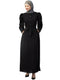 Nazneen front open till waist gathered puffed Sleeve long cuff with belt Casual Abaya